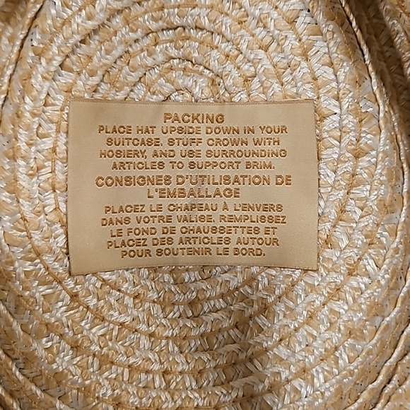 ?ERIC JAVITS? Sunshade Squishee Packable Straw Fedora Hat ~ OS Cream NWOT